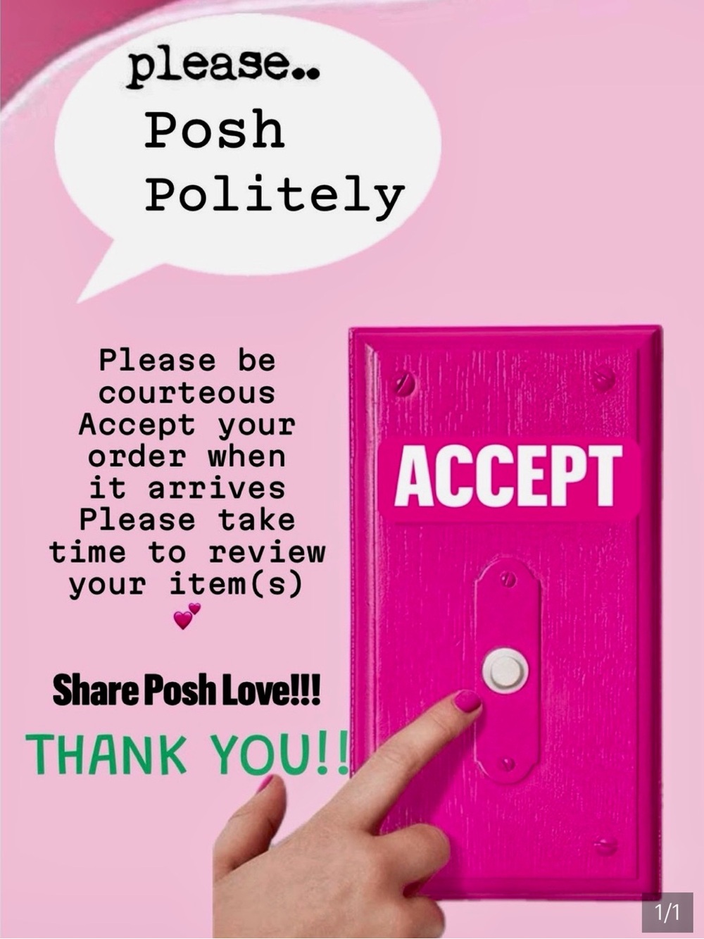 Pink 'ACCEPT' Wall Switch Sign - Posh Polítely